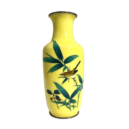 Vase japonais en émail cloisonné, décoré de « bamb