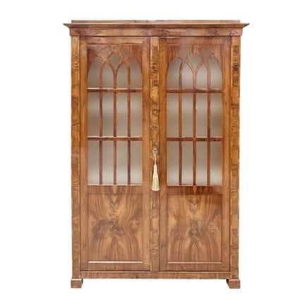 Bibliothèque de style Biedermeier plaquée de bois 