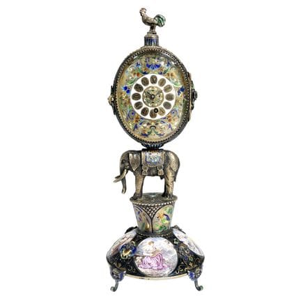 Horloge de table autrichienne, vers 1880, en argen