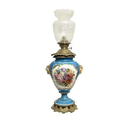 Lampe de table du XIXe siècle de type quinqué, en 