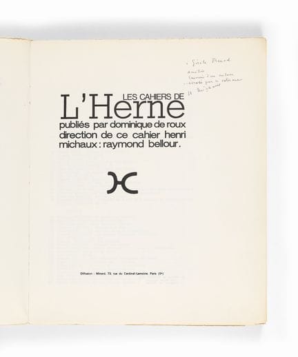 [CAHIERS DE L’HERNE]. Henri Michaux.
París, L’Hern
