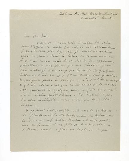 Max ERNST. Lettera al suo “caro e meraviglioso ami