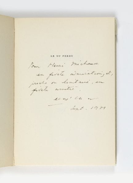 René CHAR. Le Nu perdu. Paris, Gallimard, 1971.
In