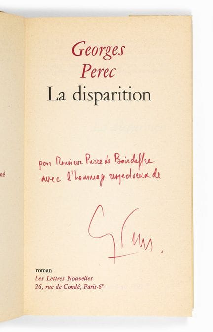 Georges PEREC. La Disparition, roman. Paris,
Les L