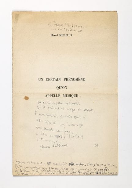 Henri MICHAUX. Un certain phénomène qu’on appelle 