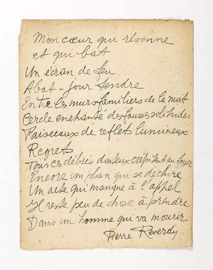 Pierre REVERDY. Le Chant des morts, poèmes. Lithog