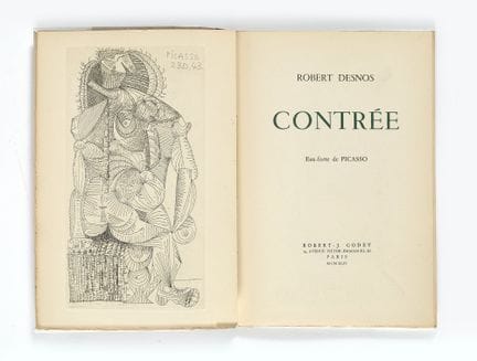 Robert DESNOS. Contrée. Eau-forte de Picasso. Pari