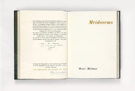 Henri MICHAUX. Meidosems. Paris, Éditions du Point