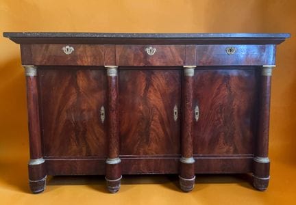 Mahogany and mahogany-veneered sideboard with thre