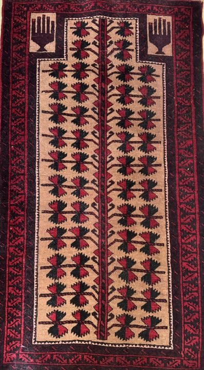 Tapis Beloutch chaîne trame et velours en laine
Es