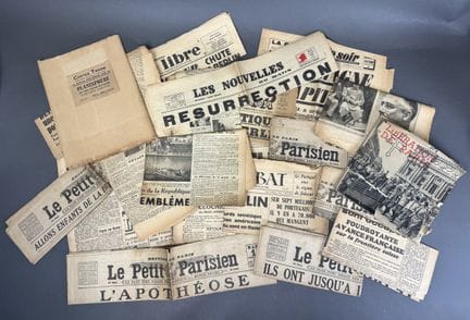 Lot de journaux historiques (1918, 1919, 1945 …)
