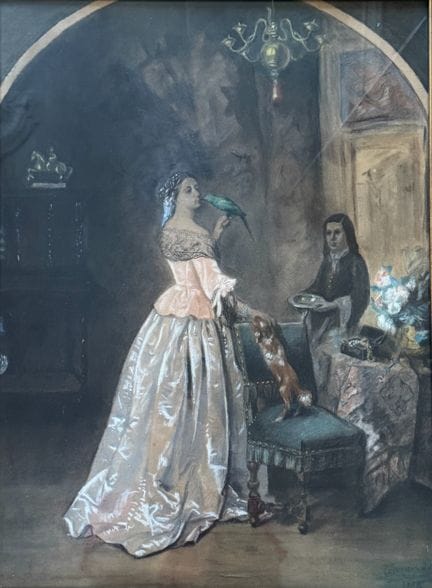 19th-Century Painting
Woman with a Parakeet
Pastel