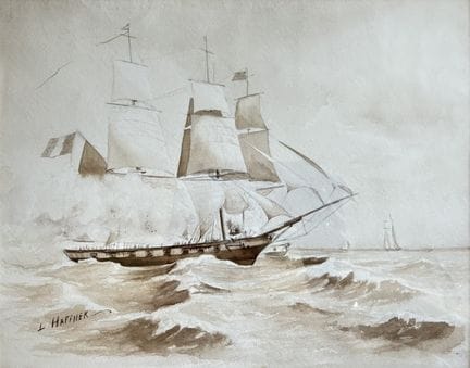 Léon HAFFNER (1881–1972)
Ship
Ink on paper, signed