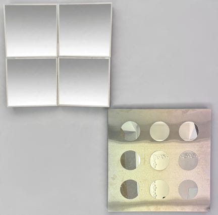 Four detachable "3D" mirrors
Silver-finished wood 