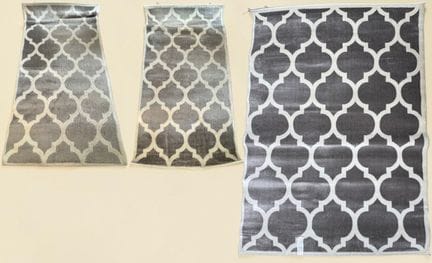 Three gray rugs with geometric patterns
Modern, ma