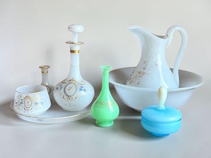 A beautiful set of 19th-century opaline glassware: