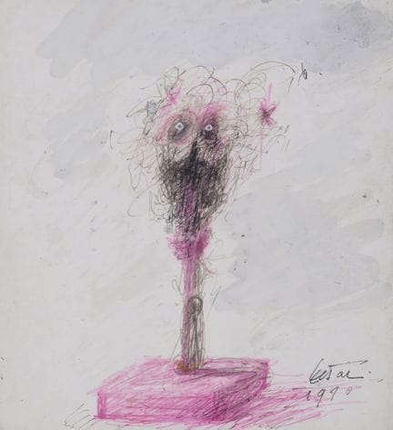 塞萨尔（1921-1998）
《自画像》，1980年
技法：水粉、黑色和红色圆珠笔，右下角署名并注明