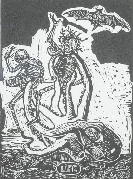 达米安·德鲁贝（Damien DEROUBAIX，1972年出生）
20年，2021年
黑色木刻版画