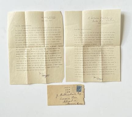 William Butler YEATS (1865–1939)
Set aus 2 Briefen
