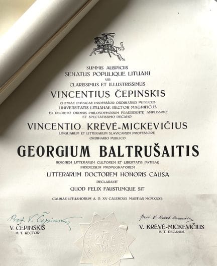 Litauische Bescheinigung, in der Jurgis Kasimirovi