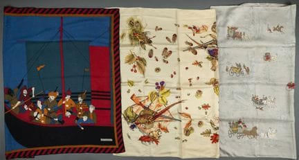 Set of three silk handkerchiefs with various print