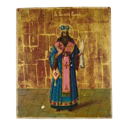 ICÔNE DE SAINT BASILE LE GRAND. RUSSIE, XIXe SIÈCL