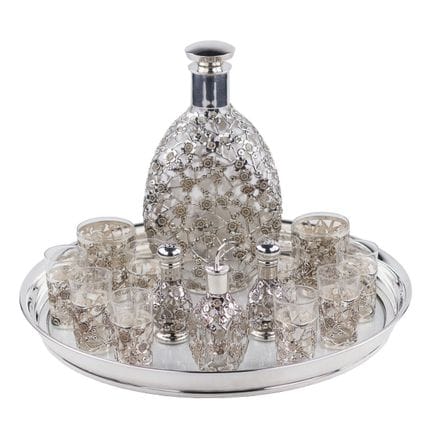 SERVICE À LIQUEUR AVEC DÉCOR AJOURÉ EN ARGENT MASS