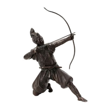 FIGURE JAPONAISE EN BRONZE REPRÉSENTANT UN ARCHER 