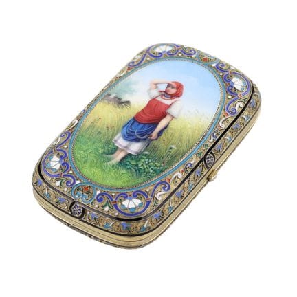 ENAMEL MINIATURE
ÉTUI À CIGARETTES EN ARGENT DORÉ 