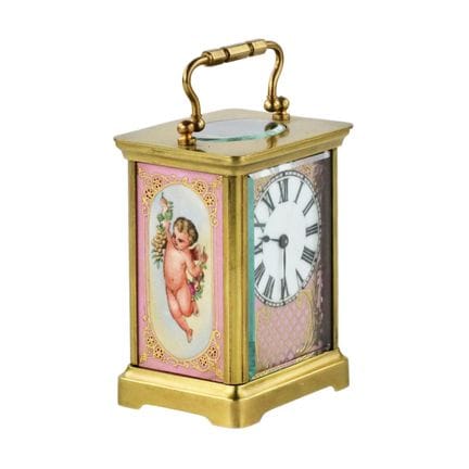 PENDULE DE VOYAGE FRANÇAISE À PANNEAUX EN PORCELAI