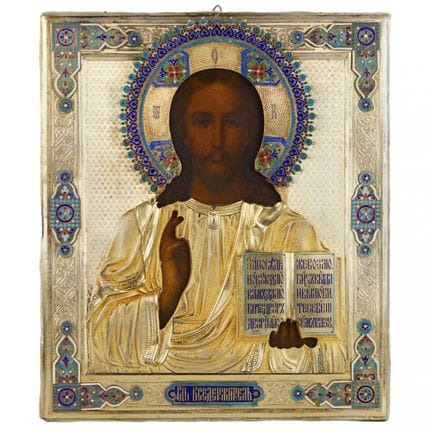 CLOISONNÉ ENAMEL
ICÔNE DU CHRIST PANTOCRATOR DANS 