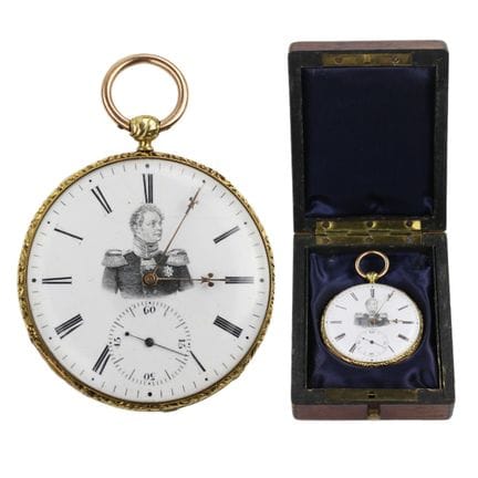 ENAMEL MINIATURE
MONTRE DE POCHE EN OR AVEC PORTRA