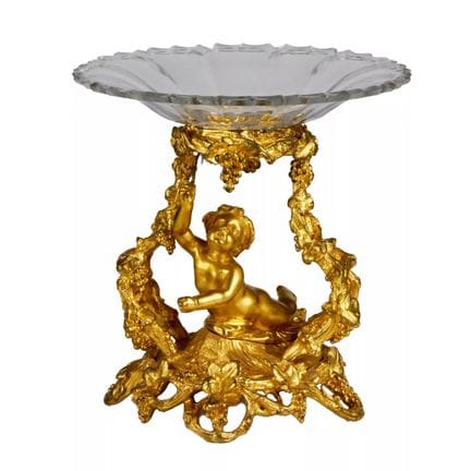 COUPE À FRUITS DÉCORATIVE EN BRONZE DORÉ ET CRISTA