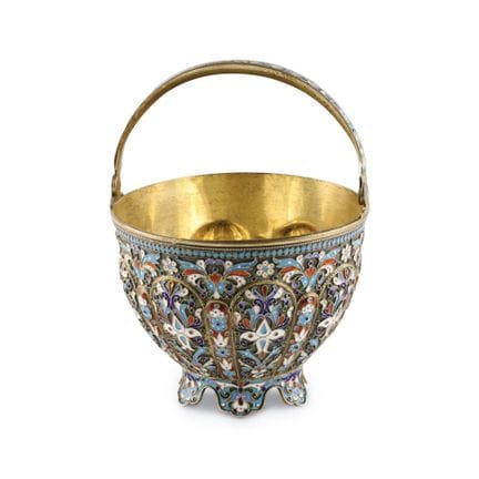CLOISONNÉ ENAMEL
SUCRIER EN ARGENT RUSSE EN ÉMAIL 