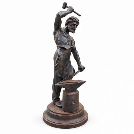 GROUPE SCULPTÉ EN FONTE LE FORGERON. FONDERIE DE K