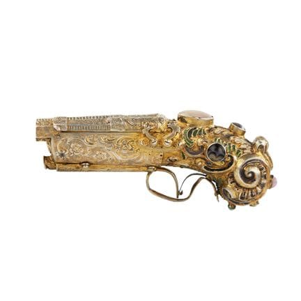 TABATIÈRE EN FORME DE PISTOLET À DOUBLE CANON EURO