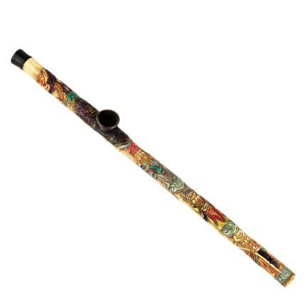 PIPE À OPIUM EN OS AVEC EMBOUT EN ARGENT. CHINE, F