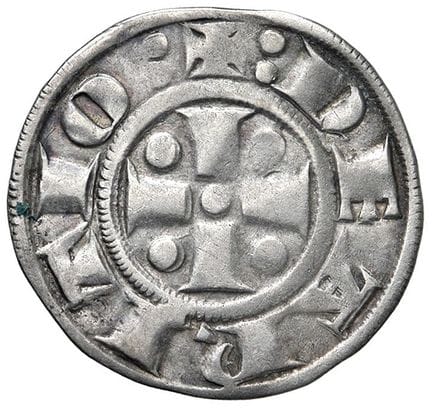 意大利硬币——阿雷佐共和国（1230-1250年）12第纳尔大币——CNI 13 AG（1.4克）R