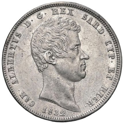 Collection Caruso - Carlo Alberto (1831-1849) 5 li