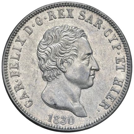 Collection Caruso - Carlo Felice (1821-1831) 5 lir