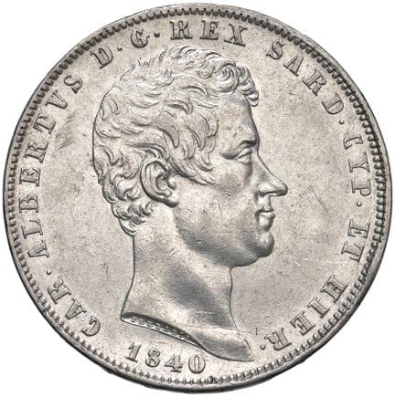 Collection Caruso - Carlo Alberto (1831-1849) 5 li