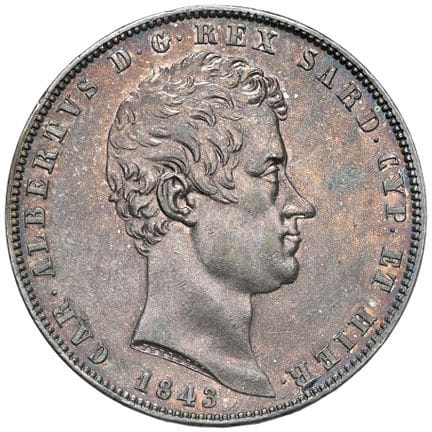 Collection Caruso - Carlo Alberto (1831-1849) 5 li