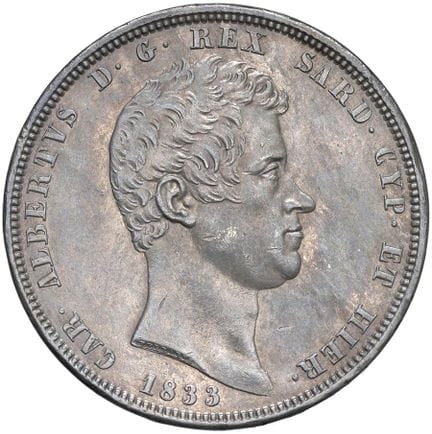 Collection Caruso - Carlo Alberto (1831-1849) 5 li