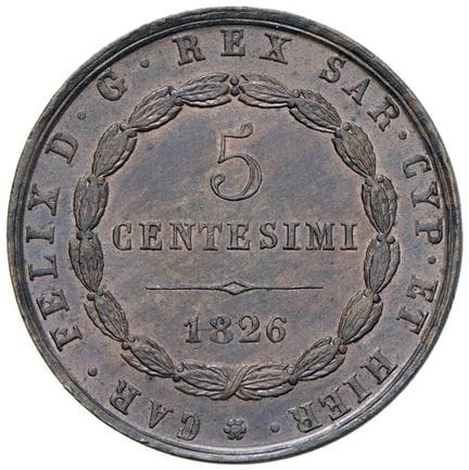 Collection Caruso - Carlo Felice (1821-1831) 5 cen