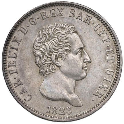 Collection Caruso - Carlo Felice (1821-1831) 5 lir