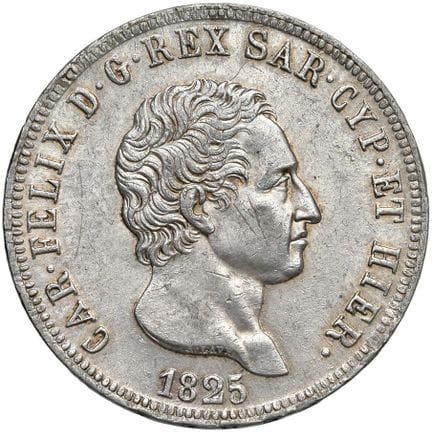 Collection Caruso - Carlo Felice (1821-1831) 5 lir