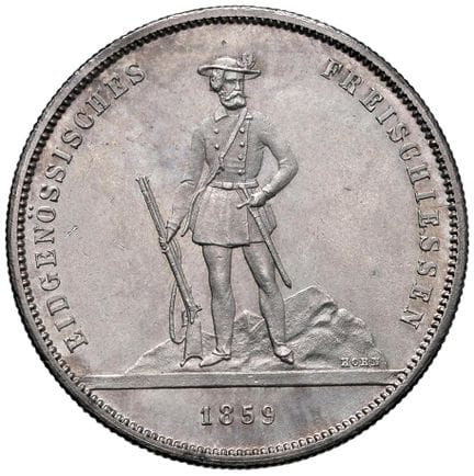 外国硬币 - 瑞士联邦（1848-） 5法郎 1859年苏黎世射击节 - X S5 AG（25.06
