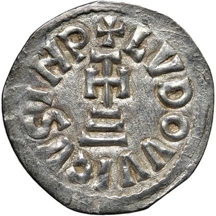 意大利钱币——贝内文托的卢多维科与安吉尔贝加（870-871年）德纳罗币——MIR 244；MEC 