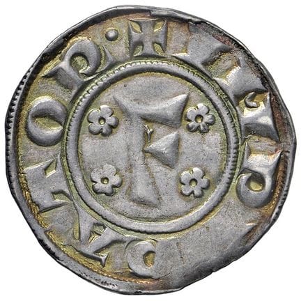 意大利钱币——比萨共和国，以腓特烈一世（1155-1312）名义铸造的12第纳里大币（1220-12