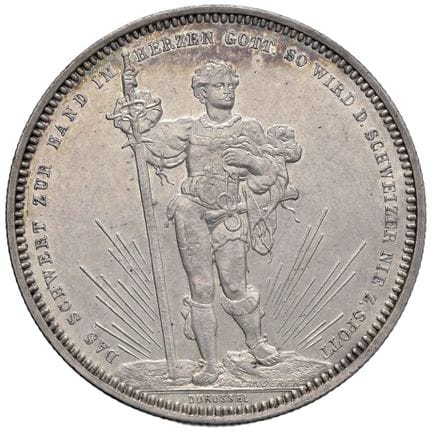 外国硬币——瑞士联邦（1848-）1879年5法郎 巴塞尔射击节——X S14 AG（25.03克）
